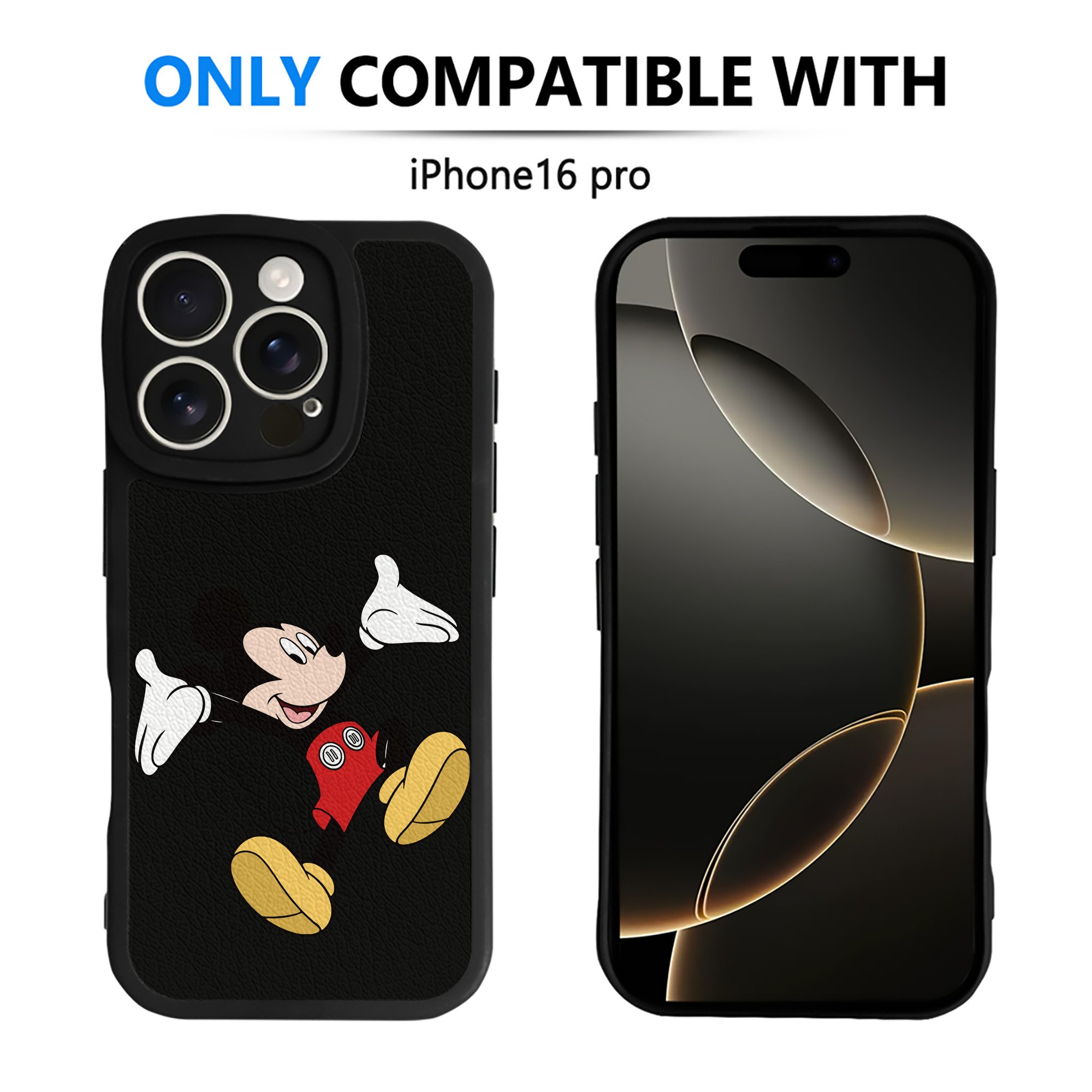 （画像用） ミッキーマウス Mickey Mouse 【iPhone 16シリーズ対応】シリコンスマホケース（レザー調） 材質：シリコン